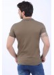Etek Siyah Baskı Polo Yaka Haki T-Shirt