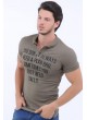 Yazı Baskı Polo Yaka Haki T-Shirt