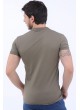 Yazı Baskı Polo Yaka Haki T-Shirt