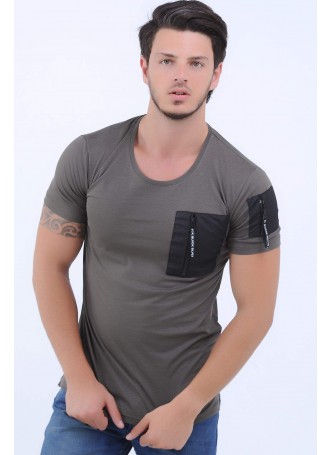 Fermuar Cepli Haki T-Shirt