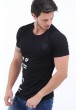 Apoletli Baskılı Siyah T-Shirt