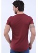 Kabartma Kızılderili Baskı Bordo T-Shirt
