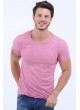 V Yaka Beyaz Desen Kırmızı T-Shirt