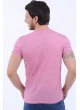 V Yaka Beyaz Desen Kırmızı T-Shirt