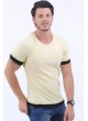 Etek Kol Siyah Detay Kırçıllı Uçuk Sarı T-Shirt