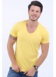 U Yaka Sarı T-Shirt