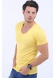 U Yaka Sarı T-Shirt