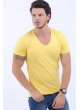 U Yaka Sarı T-Shirt