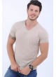 V Yaka Kahve T-Shirt
