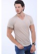 V Yaka Kahve T-Shirt