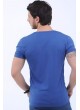 Geniş Yaka Mavi T-Shirt