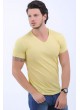 V Yaka Uçuk Sarı T-Shirt