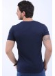 Geniş Yaka Lacivert T-Shirt