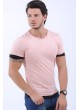 Etek Kol Siyah Detay Kırçıllı Pudra T-Shirt