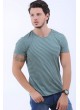 Beyaz Çizgili Yeşil T-Shirt