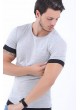 Etek Kol Siyah Detay Kırçıllı Gri T-Shirt