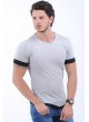 Etek Kol Siyah Detay Kırçıllı Gri T-Shirt