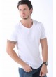 Geniş Yaka Beyaz T-Shirt