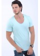 Geniş Yaka Nilyeşili T-Shirt