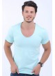 Geniş Yaka Nilyeşili T-Shirt