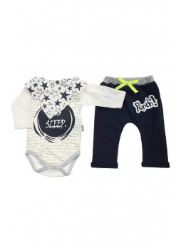 Erkek Bebek Yazılı 3 lü Zıbın Set 035-222038-012