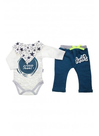 Erkek Bebek Yazılı 3 lü Zıbın Set 035-222038-016