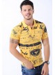 Lacivert Baskı Desen Polo Yaka Sarı T-Shirt
