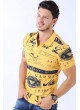 Lacivert Baskı Desen Polo Yaka Sarı T-Shirt