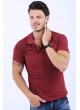 Lacivert Püskürtme Desen Polo Yaka Bordo T-Shirt