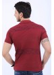 Lacivert Püskürtme Desen Polo Yaka Bordo T-Shirt