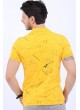 Desenli Polo Yaka Sarı T-Shirt