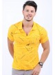 Desenli Polo Yaka Sarı T-Shirt