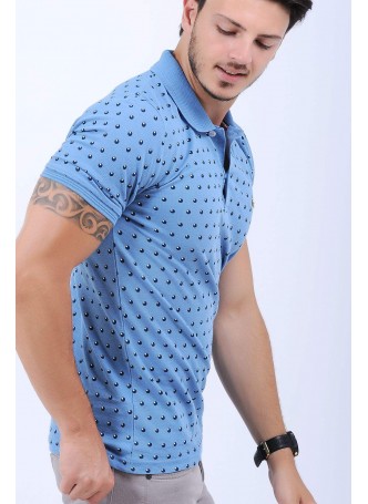 Damla Desen Polo Yaka Açık Mavi T-Shirt