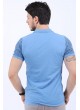 Siyah Noktalı Polo Yaka Açık Mavi T-Shirt