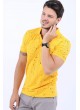 Püskürtme Desen Polo Yaka Sarı T-Shirt