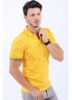 Püskürtme Desen Polo Yaka Sarı T-Shirt