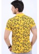 Siyah Yaprak Desen Polo Yaka Sarı T-Shirt