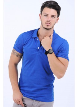 Polo Yaka Basic Mavi T-Shirt