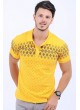 Kırmızı Desen Polo Yaka Sarı T-Shirt
