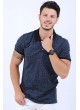 Siyah Noktalı Polo Yaka Füme T-Shirt