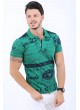 Lacivert Baskı Polo Yaka Yeşil T-Shirt