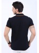 Turuncu Çizgili Polo Yaka Siyah T-Shirt