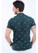 Beyaz Desen Polo Yaka Haki T-Shirt