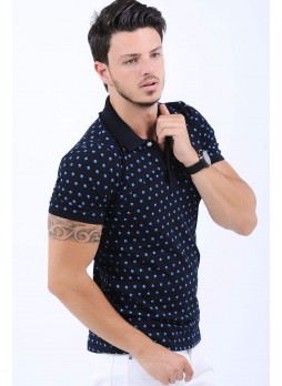 Damla Desen Polo Yaka Siyah T-Shirt