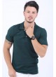 Püskürtme Desen Polo Yaka Haki T-Shirt