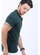 Püskürtme Desen Polo Yaka Haki T-Shirt
