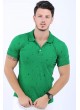 Desenli Polo Yaka Yeşil T-Shirt