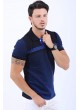 Mavi Noktalı Polo Yaka Siyah T-Shirt