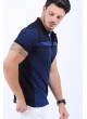 Mavi Noktalı Polo Yaka Siyah T-Shirt