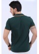 Çizgi Desen Polo Yaka Haki T-Shirt